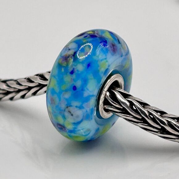 TROLLBEADS Authentic TrollStone LAA Blue Lime Green Purple Confetti - Picture 6 of 11